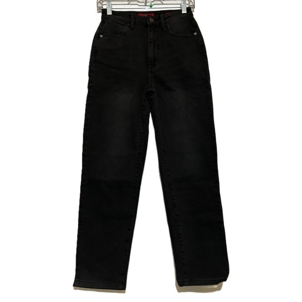 Guess Women's High Rise Straight Leg Denim Jeans Black US Size 27